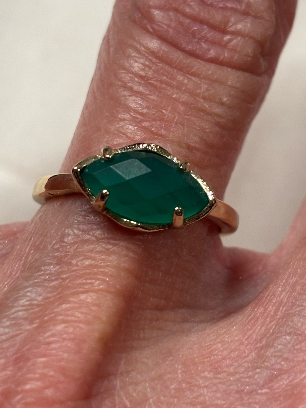 Kendra Scott Gold Ring with Emerald Green Marquise Stone